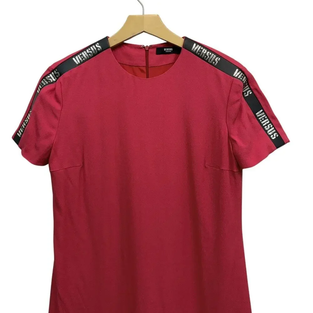 Versus Versace Logo Stripe Sequin Detail Short Sleeve Mini Dress Size 44 (US 8) - Picture 2 of 8